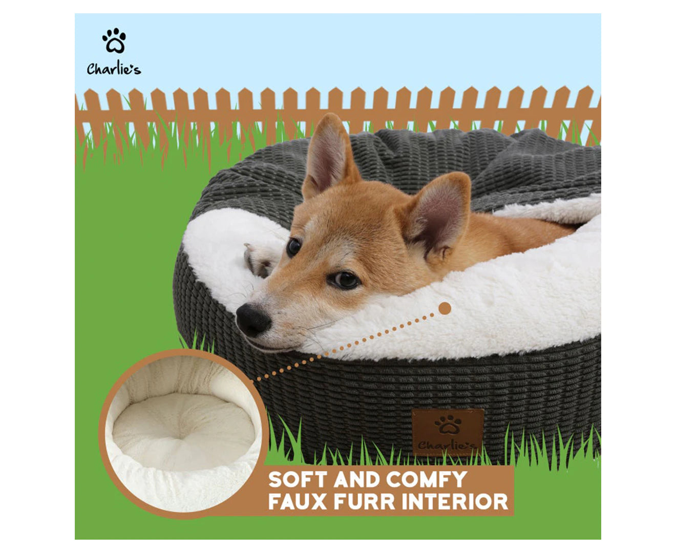 Charlie'S Large Hooded Pet Nest - Charcoal