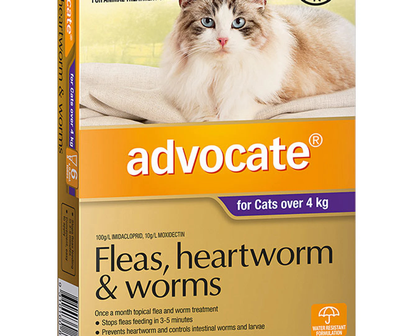 2 X 6Pk Advocate Flea & Worm Treatment for Cats 4Kg+