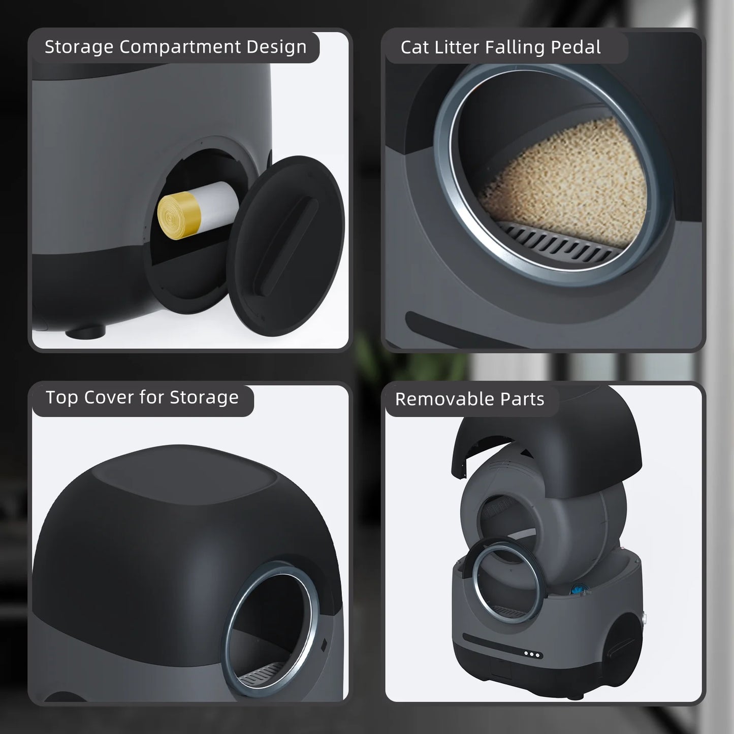 REDSASA Self Cleaning Litter Box for Multiple Cats, 5G/2.4G Wifi Automatic APP Controls Self Cleaning Litter Box, 70L,Brown