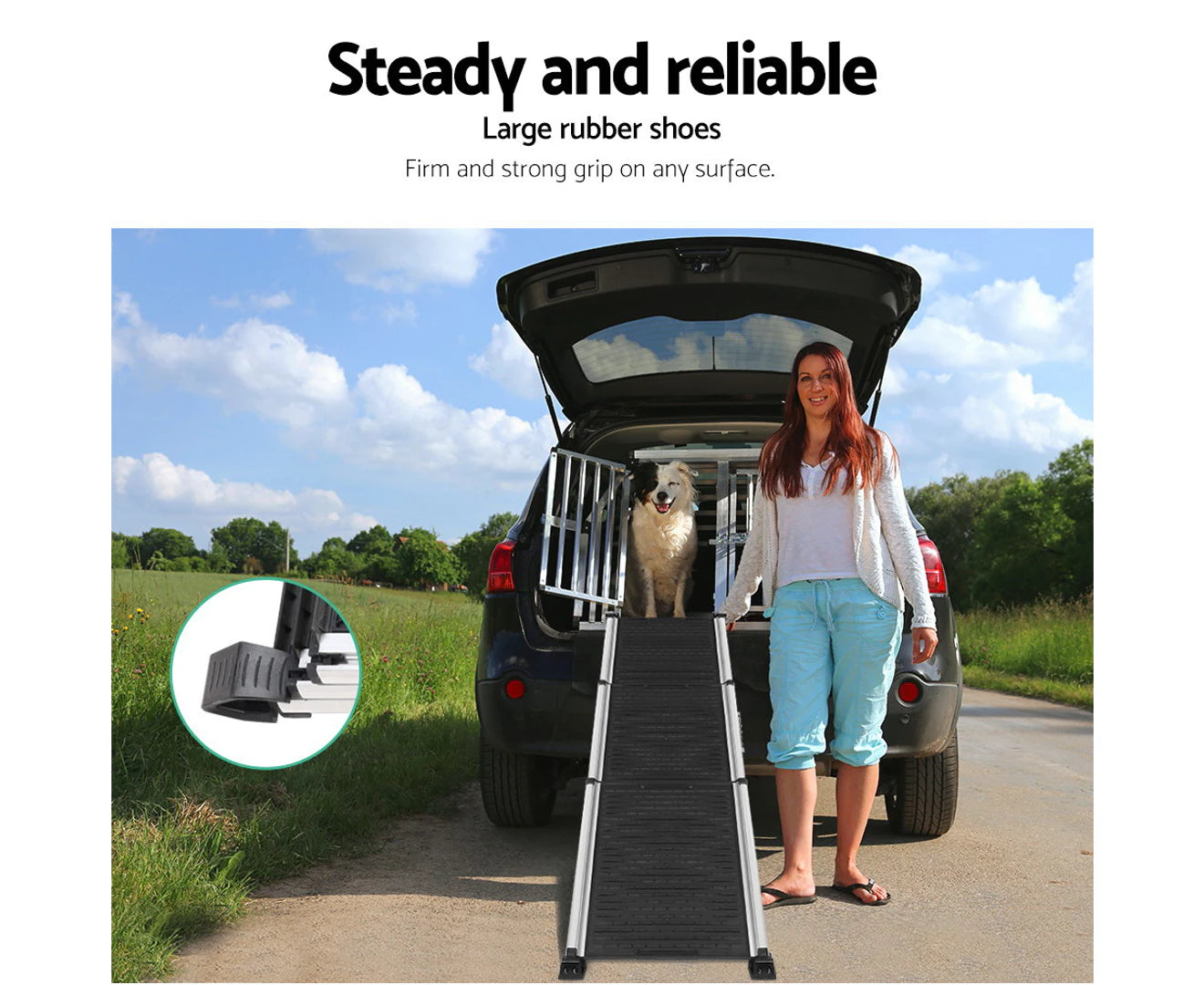 I.Pet Dog Ramp Pet Stairs Steps Car SUV Foldable Portable Ladder Adjustable
