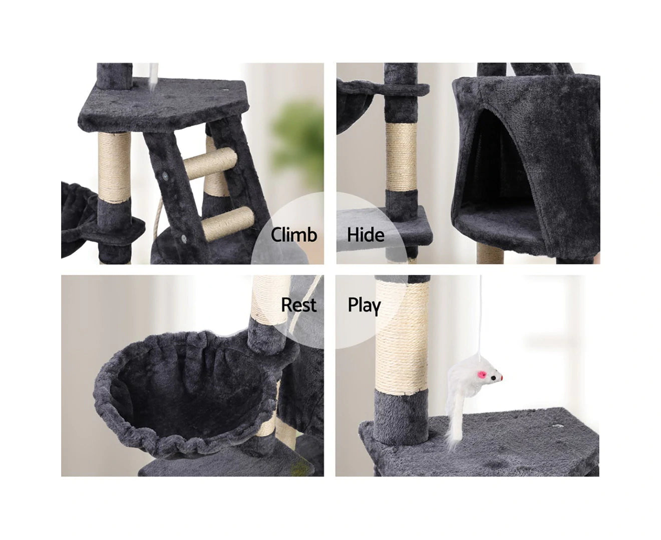 I.Pet Cat Tree 120Cm Tower Scratching Post Scratcher Wood Condo House Bed Toys